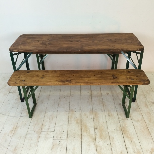 Customised length vintage German beer table and benches - Lovely & Co.