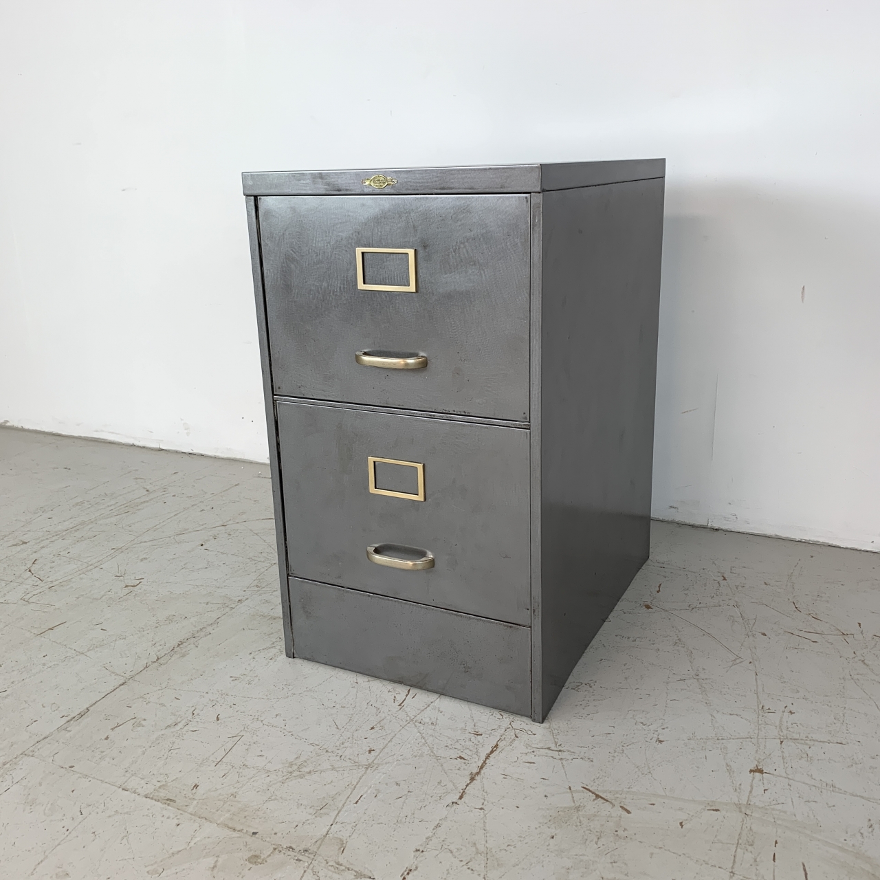 2 drawer vintage Art Metal stripped steel filing cabinet - Lovely & Co.