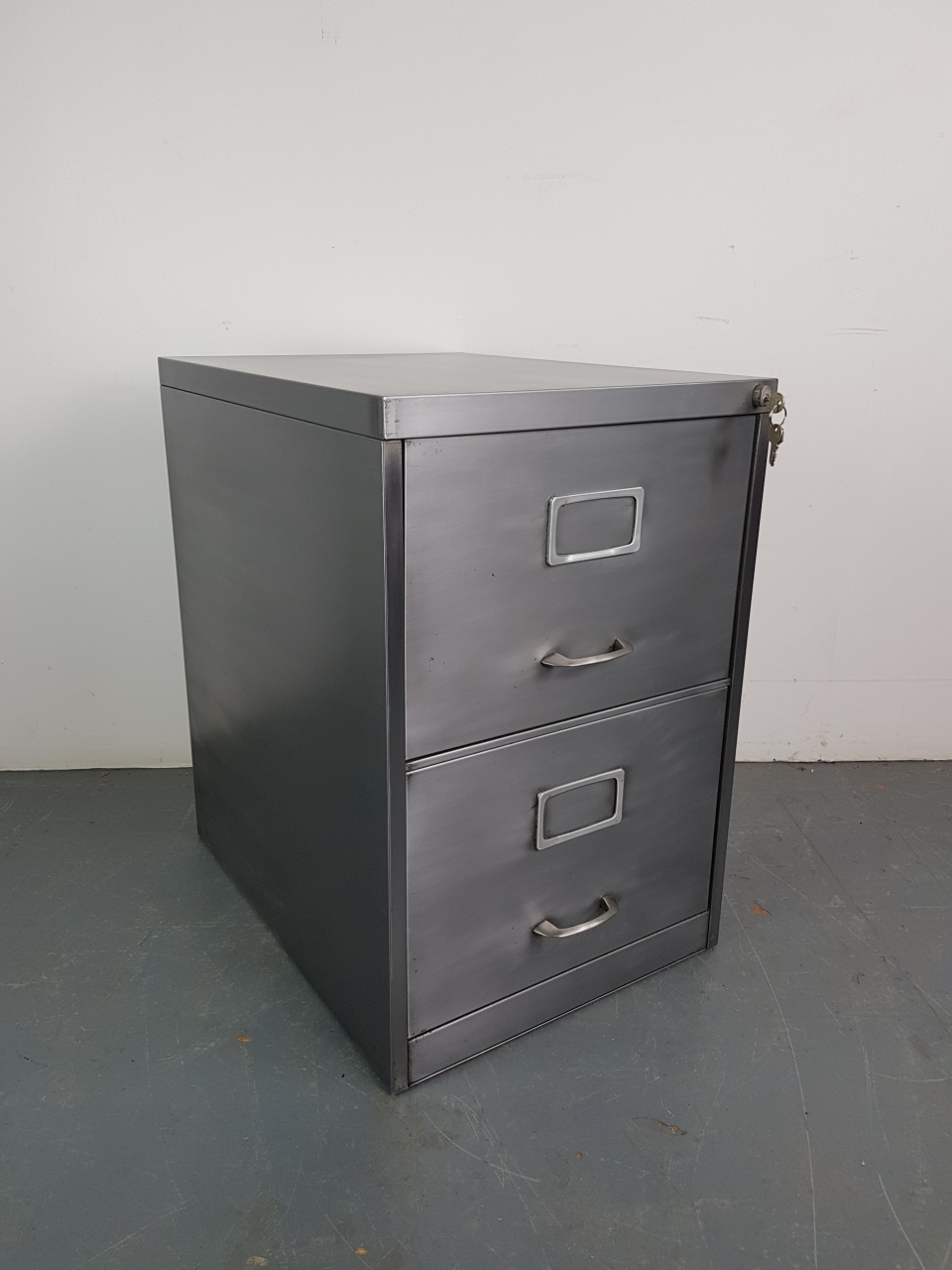 2 drawer vintage stripped Roneo steel filing cabinet - Lovely & Co.