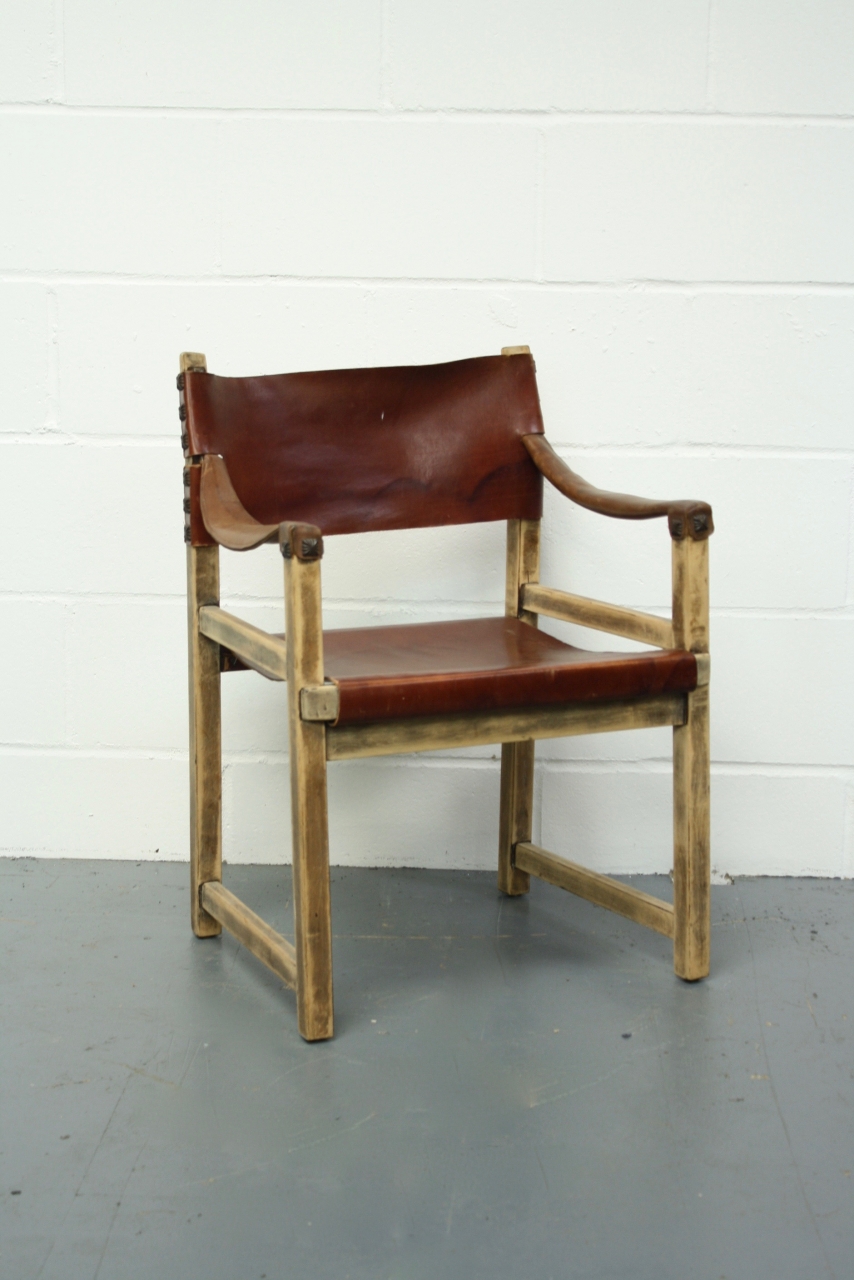 leather safari dining chair